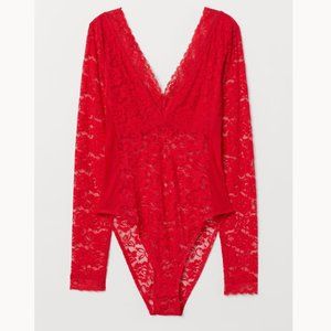 H&M • Red Lace Bodysuit